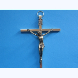 Krzyż metalowy kolor złoty mosiądz 13,5 cm 